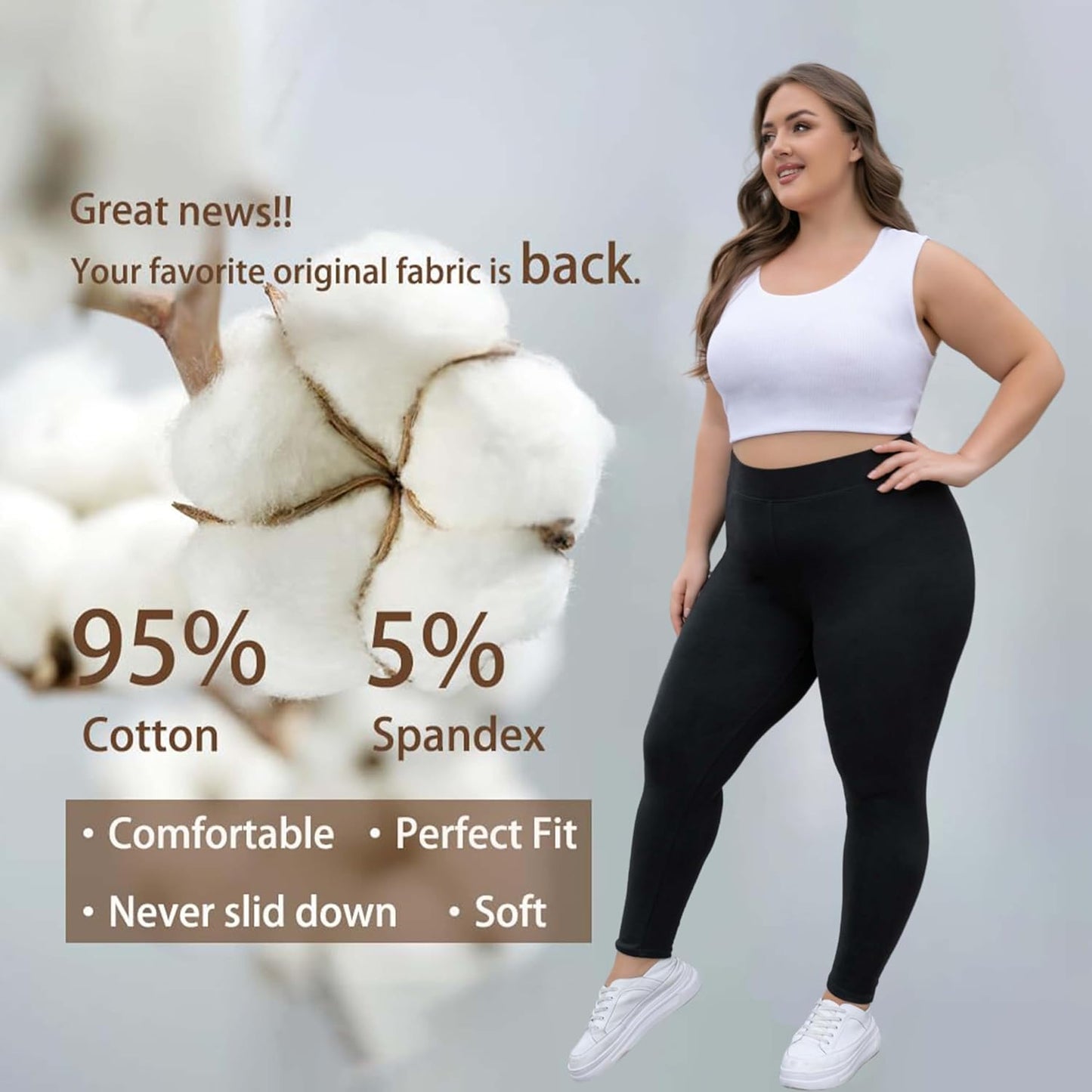 Cotton Leggings for Women Plus Size High Waisted Thick XL 2XL 3XL 4XL