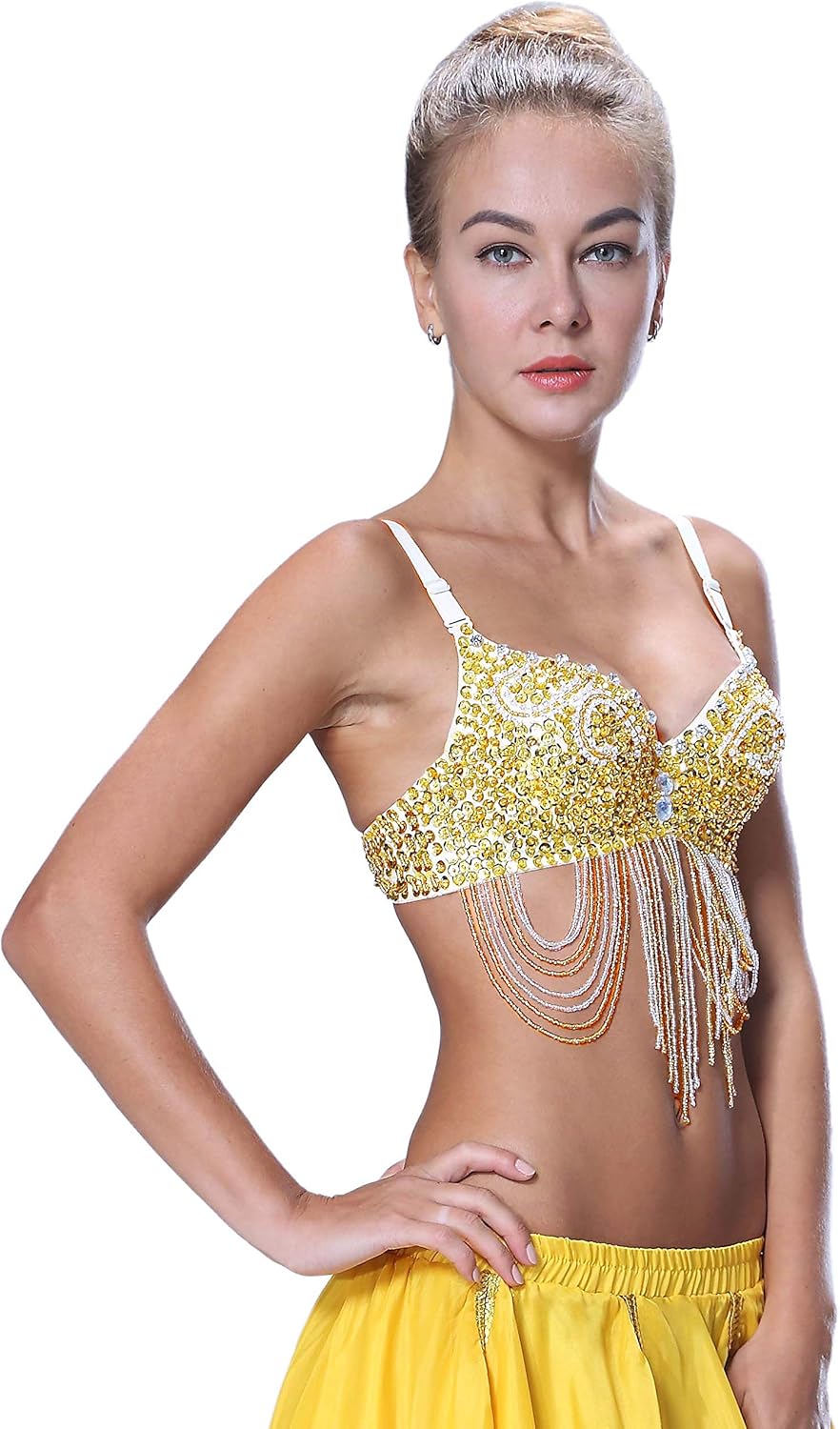 Seawhisper Tribal Glitter Sparkle Rhinestone Belly Dance Beaded Sequined Bra Top for Rave Cabaret Party