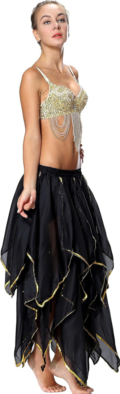 Sequin Chiffon Skirt for Women Costume