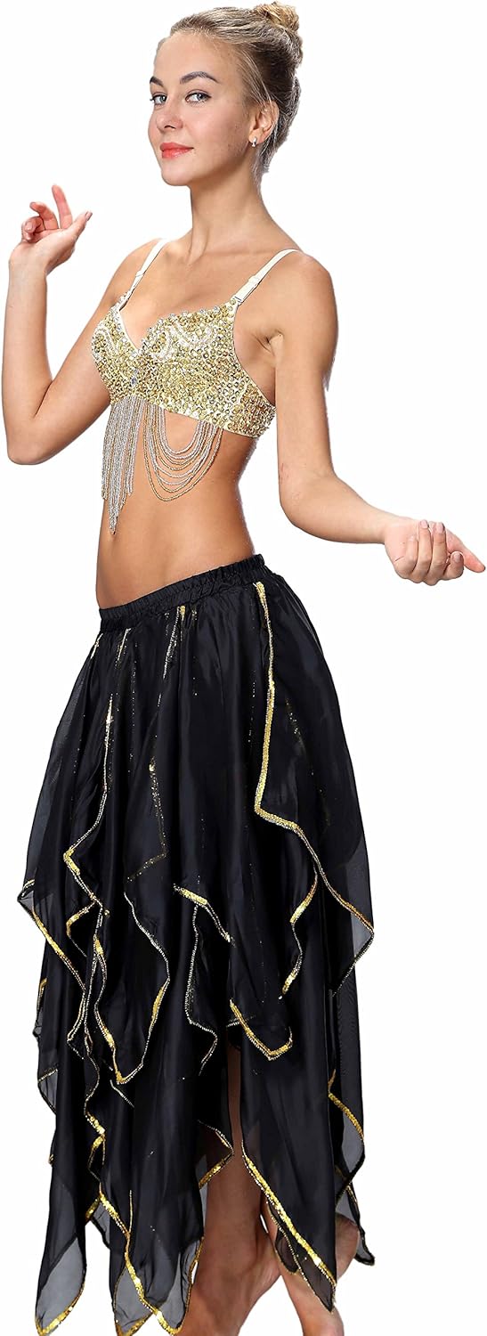 Sequin Chiffon Skirt for Women Costume