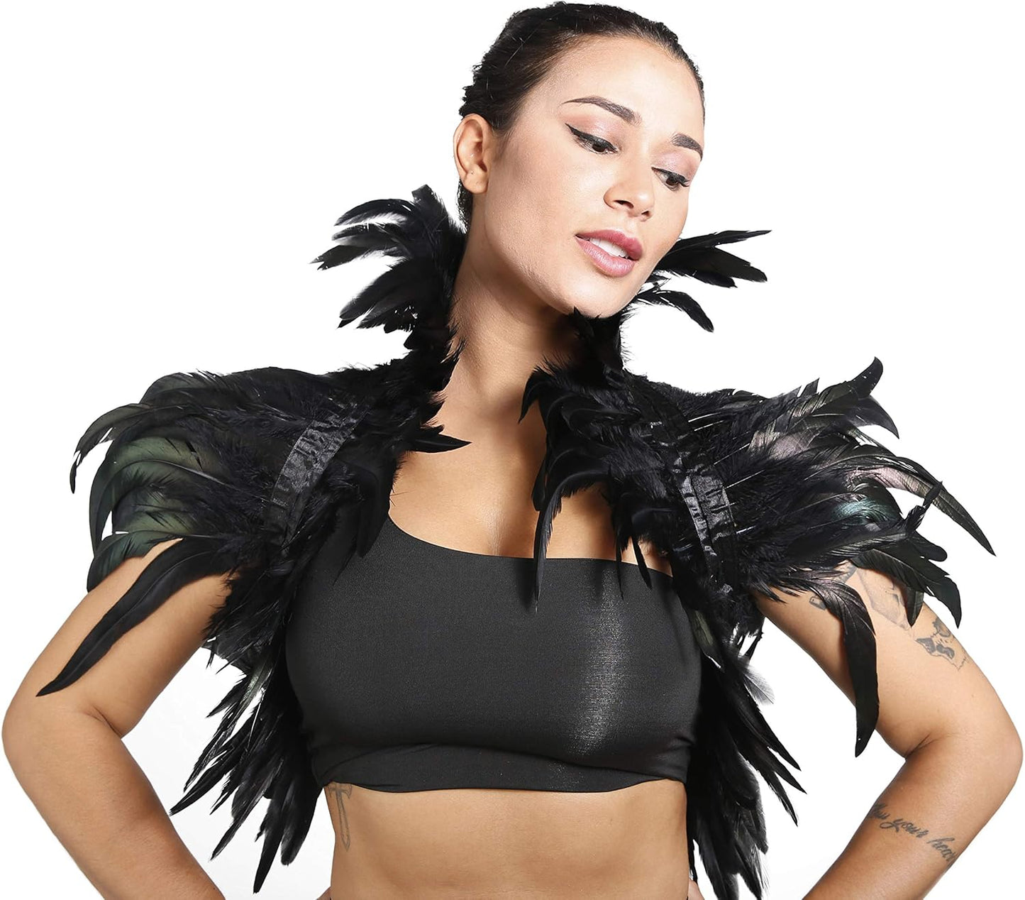 Maleficent Costume Women Feather Cape Wing Man Collar Women Bird Adult Gothic Renaissance Burlesque Cabaret Raven Festival Black