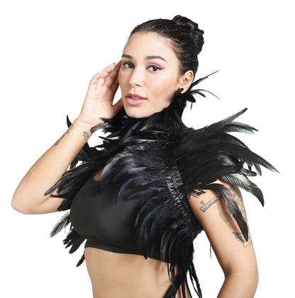 Maleficent Costume Women Feather Cape Wing Man Collar Women Bird Adult Gothic Renaissance Burlesque Cabaret Raven Festival Black