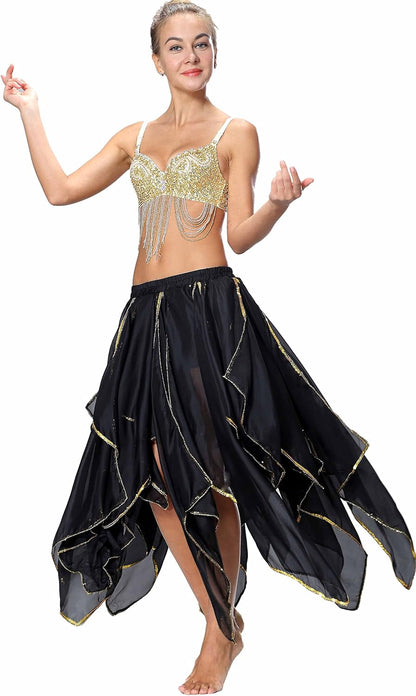 Sequin Chiffon Skirt for Women Costume